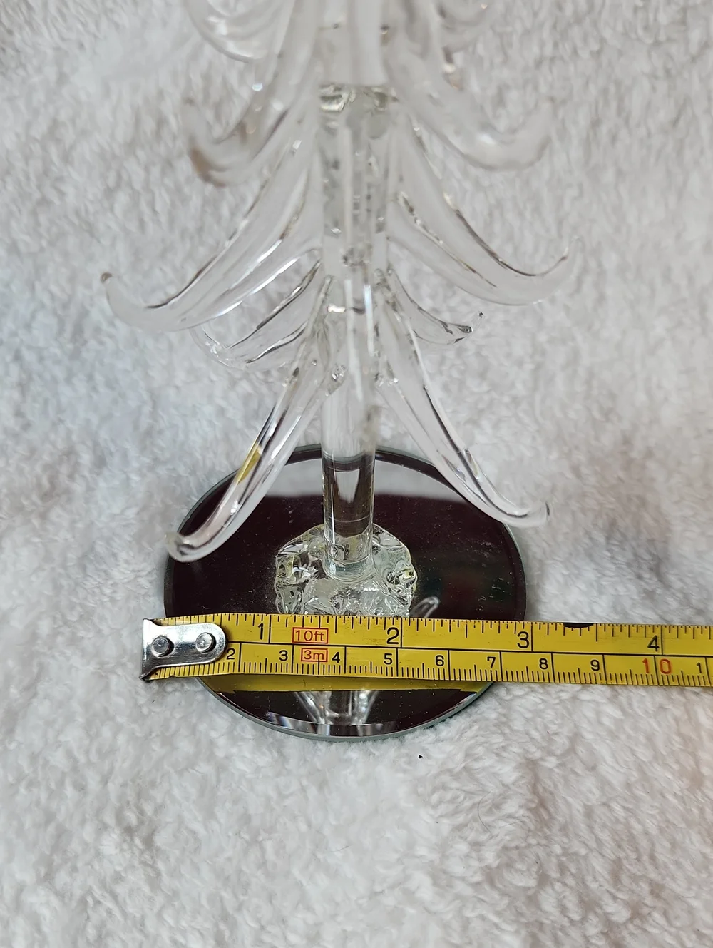 Vintage Crystal Glass Christmas Holiday Tree w Gold Star Topper & Ornaments